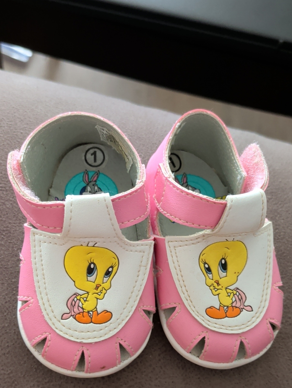 Warner Bros. Pink & White Tweety Baby Walker Sandals